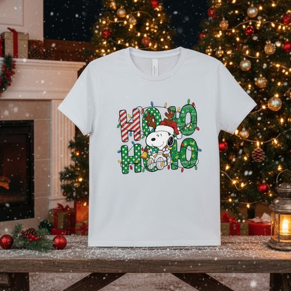 Ho Ho Ho Christmas T-Shirt, Funny Holiday Dog Tee, Cute Festive Graphic Shirt, Santa Lights Xmas Gift, Unisex T-shirt for Men Women Kids | TShirt81