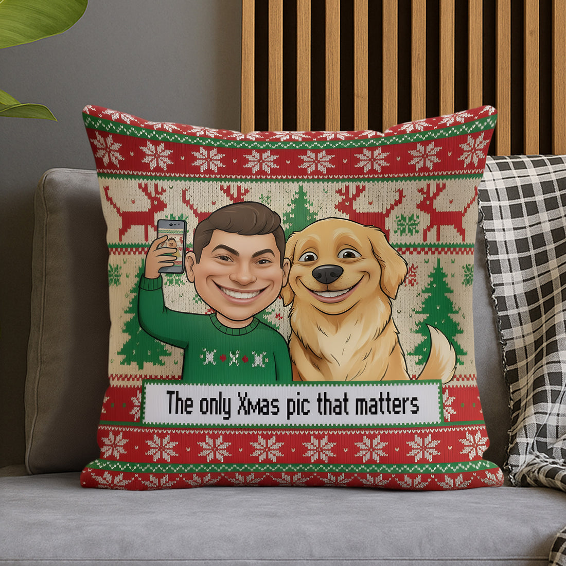 Custom Dog Christmas Pillow –  Funny Personalized Photo Gift, Holiday Linen Cushion | Pillow32
