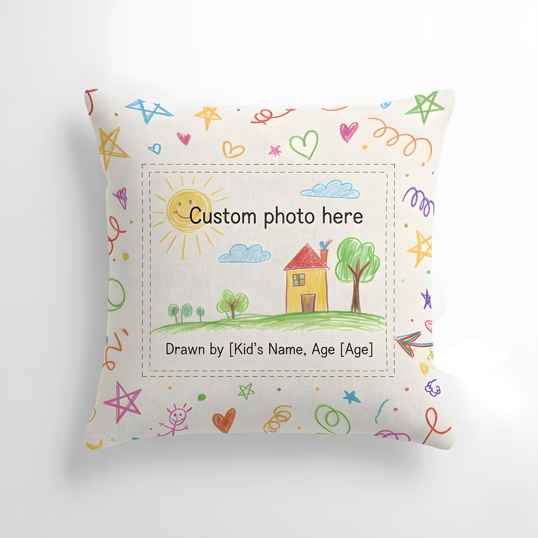Personalized Kid’s Drawing Pillow – Custom Artwork & Name | Unique Gift for Mom, Dad, Grandma | Children’s Art Keepsake Cushion | Pillow14