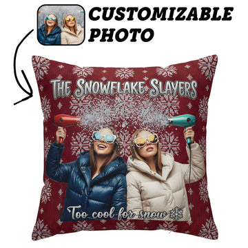 Custom “Snowflake Slayers” Pillow – Funny Personalized Winter Cushion | Cool Christmas Gift for Friends or Sisters | Pillow40
