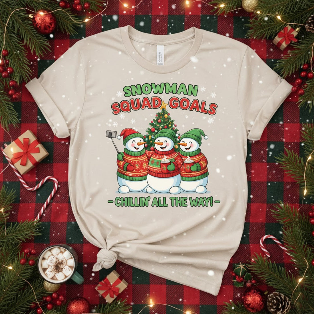 Snowman Squad Goals Christmas T-Shirt, Funny Snowmen Holiday Tee, Cute Winter Graphic Shirt, Unisex Xmas Gift for Men Women Kids | T-shirt 79