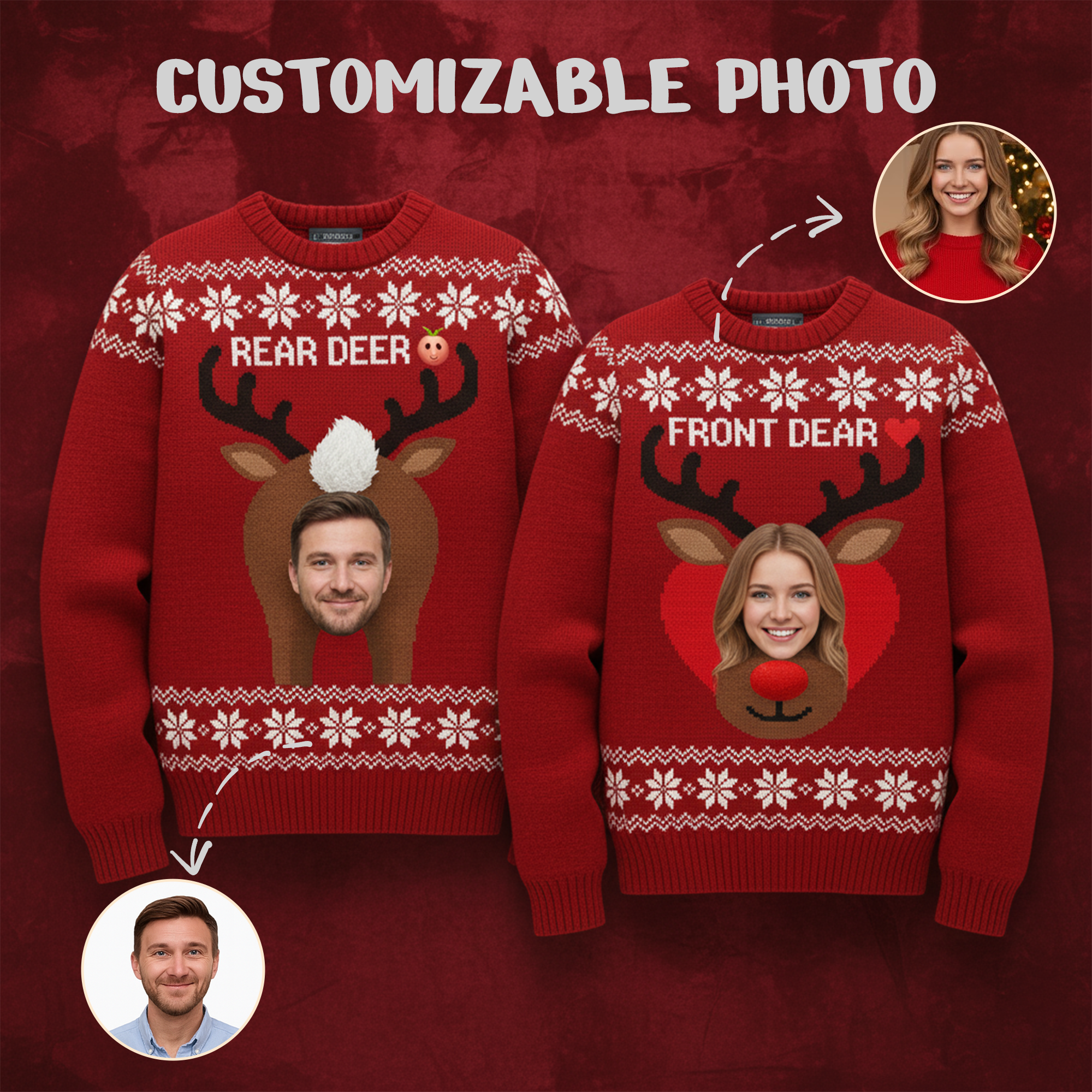 Custom Photo Couple Ugly Christmas Sweater, Jailed for Too Much Cheer, Bail Money Ready, Funny Matching Xmas Jumper, Personalized Sweater | Ugly 25