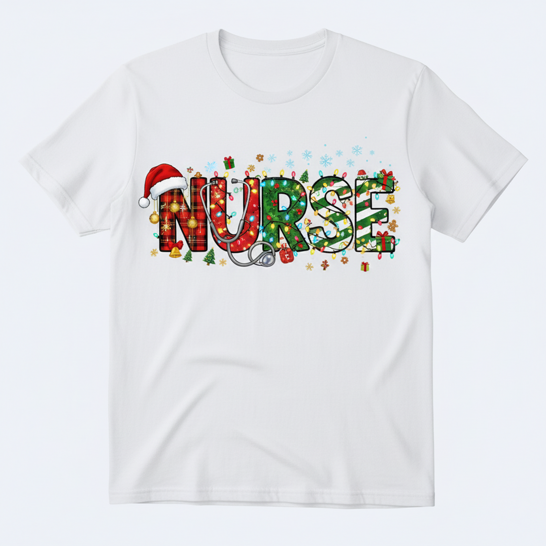 Christmas Nurse T-Shirt, Cute Holiday Medical Tee, Funny Xmas Gift Shirt for Nurses, Festive Healthcare Top, Nurse Life Christmas Outfit | T-shirt 53