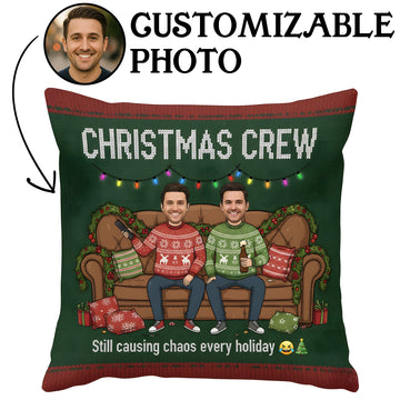 Custom Christmas Crew Pillow – Funny Holiday Gift for Friends & Family, Personalized Xmas Cushion, Festive Home Decor | Pillow25