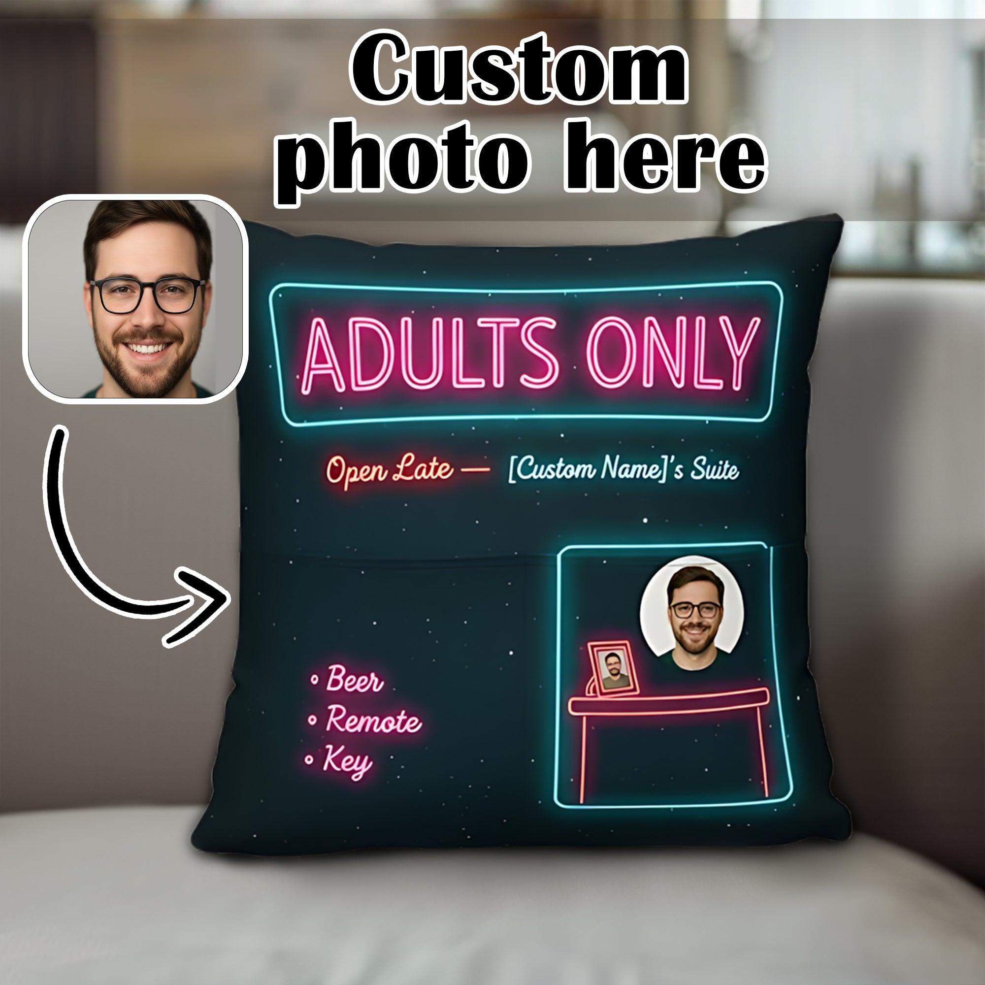 Custom “Adults Only” Pillow – Funny Personalized Christmas Cushion | Playful Holiday Gift for Friends | Pillow92