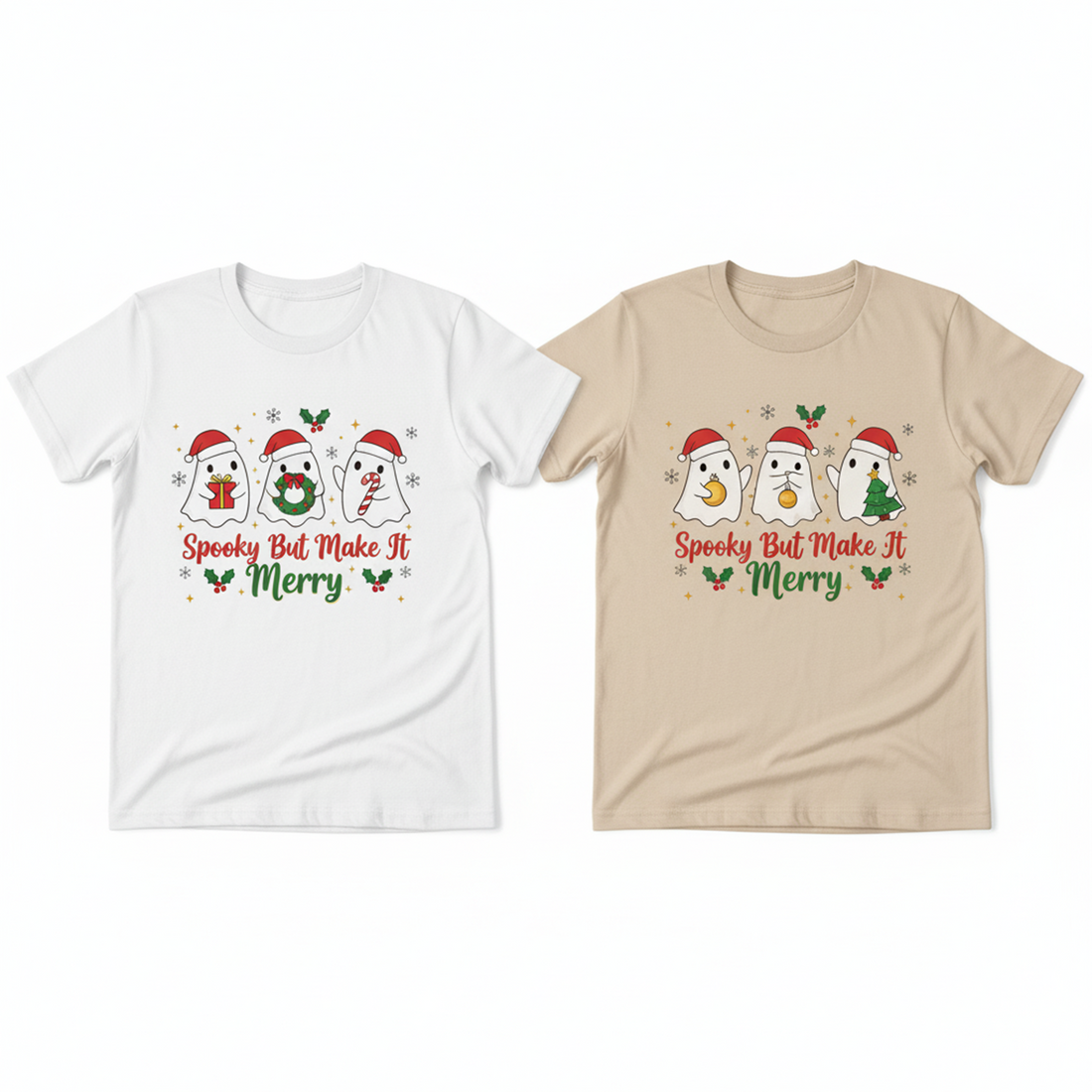 Official Cookie Tester T-Shirt, Funny Spooky But Make It Merry T-Shirt, Funny Christmas Ghost Tee, Holiday Crossover Shirt, Cute Xmas Gift for Couples, Halloween Christmas Top | T-shirt 65