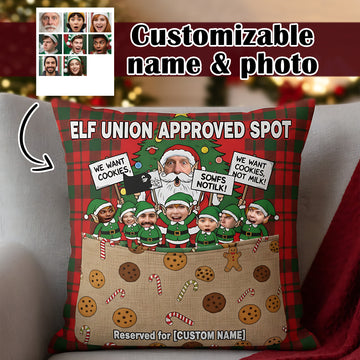 Personalized Elf Union Christmas Pillow | Funny Holiday Gift | Custom Face & Name Cushion | Christmas Decor for Families | Pillow52