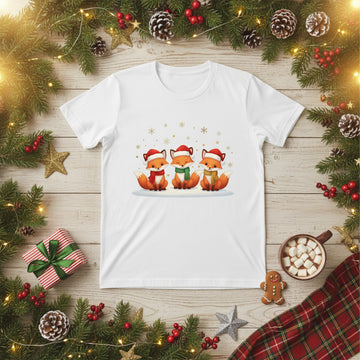 Cute Christmas Fox Family Shirt, Holiday Animal T-Shirt, Festive Winter Tee, Xmas Gift for Animal Lovers, Cozy Holiday Outfit | T-shirt 55