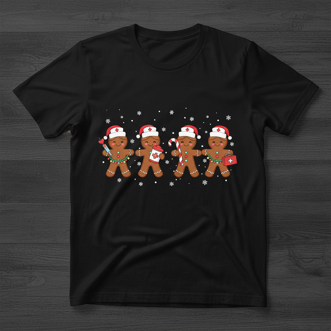 Christmas Nurse Gingerbread T-Shirt, Cute Holiday Medical Staff Tee, Funny Xmas Shirt for Nurse, Festive Healthcare Gift Idea | T-shirt 4
