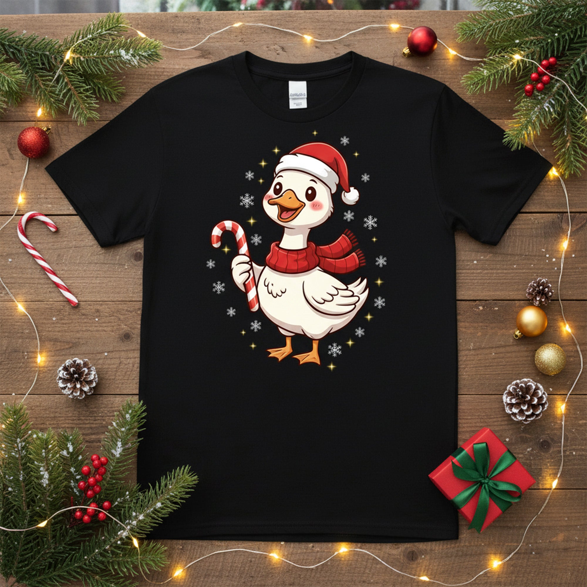 Cute Goose Christmas T-Shirt, Funny Holiday Animal Tee, Festive Bird Shirt, Cozy Xmas Top, Holiday Gift for Goose Lovers | T-shirt 60