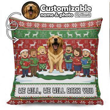 Funny Custom Pet Christmas Pillow – Singing Dog – Personalized Choir Cushion Gift – Custom Name & Photo – Hilarious Xmas Decor | Pillow 95