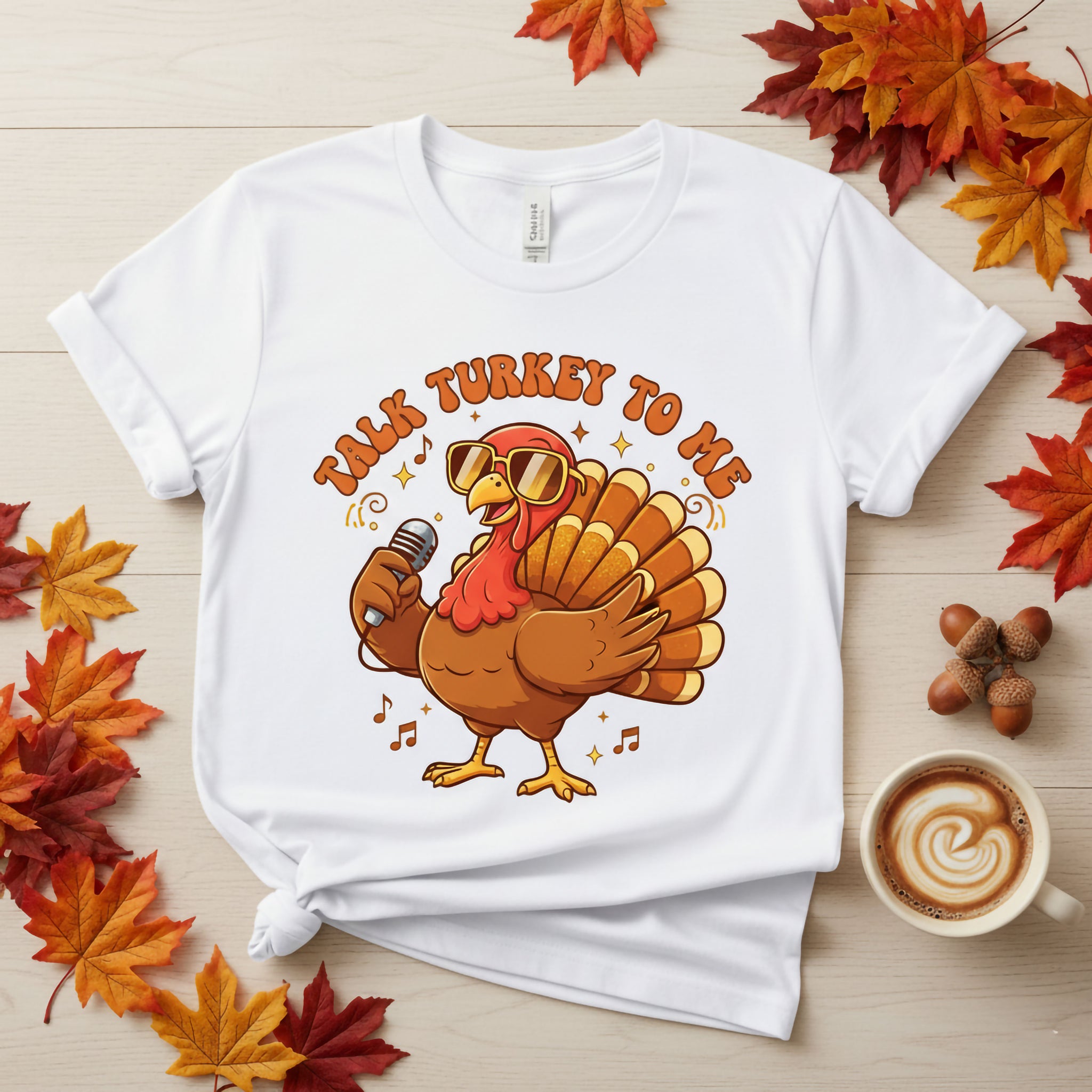Talk Turkey To Me Shirt, Funny Thanksgiving T-Shirt, Singing Turkey Tee, Cute Fall Humor Top, Turkey Day Outfit, Autumn Gift | T-shirt 2