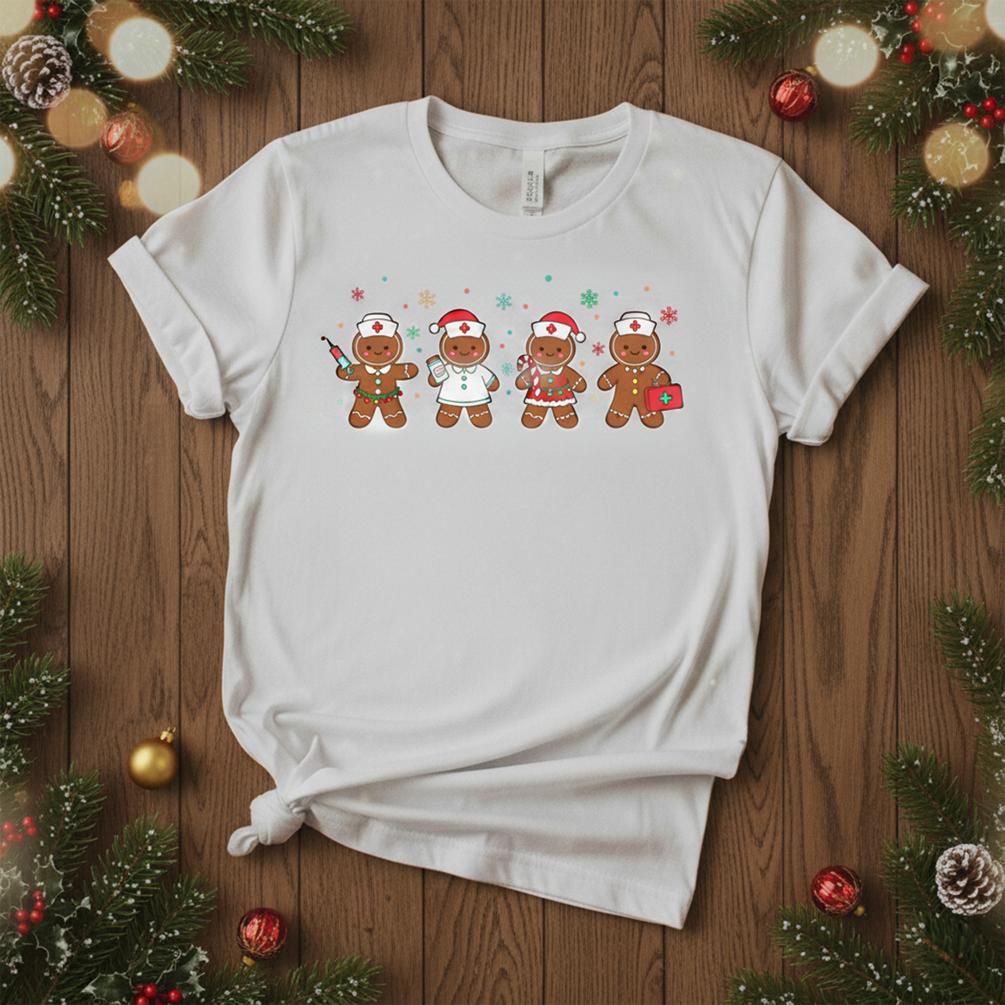 Christmas Nurse Gingerbread Squad T-Shirt, Cute Holiday Medical Tee, Funny Xmas Gift Shirt, Festive Healthcare Top for Nurse or Doctor | T-shirt 54