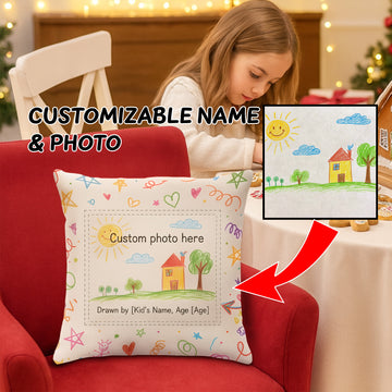 Personalized Kid’s Drawing Pillow – Custom Artwork & Name | Unique Gift for Mom, Dad, Grandma | Children’s Art Keepsake Cushion | Pillow14
