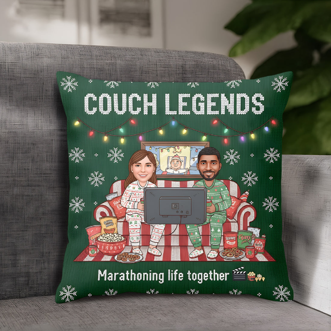 Custom “Couch Legends” Pillow – Funny Personalized Christmas Cushion | Cozy Holiday Gift for Couples |  Pillow26