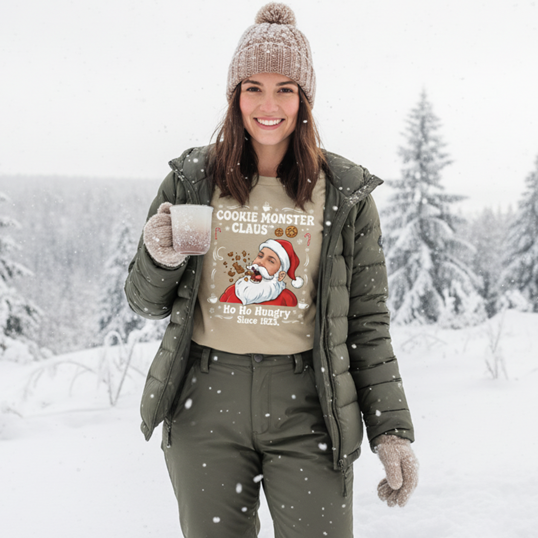 Cookie Monster Claus Custom Photo T-Shirt, Funny Christmas Gift, Personalized Santa Tee, Holiday Humor Shirt for Men, Ho Ho Hungry Since 1823 | T-shirt 5