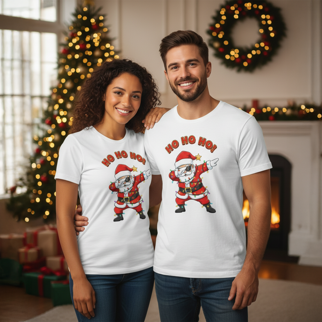 Funny Santa Christmas T-Shirt, Dabbing Santa Ho Ho Ho Tee, Cool Holiday Shirt, Festive Graphic Top, Xmas Gift for Friends and Family | T-shirt 16