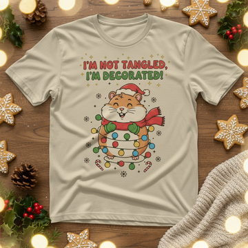 Funny Hamster Christmas T-Shirt, I’m Not Tangled I’m Decorated Tee, Cute Xmas Animal Shirt, Holiday Gift Idea, Festive Family Outfit | T-shirt 29