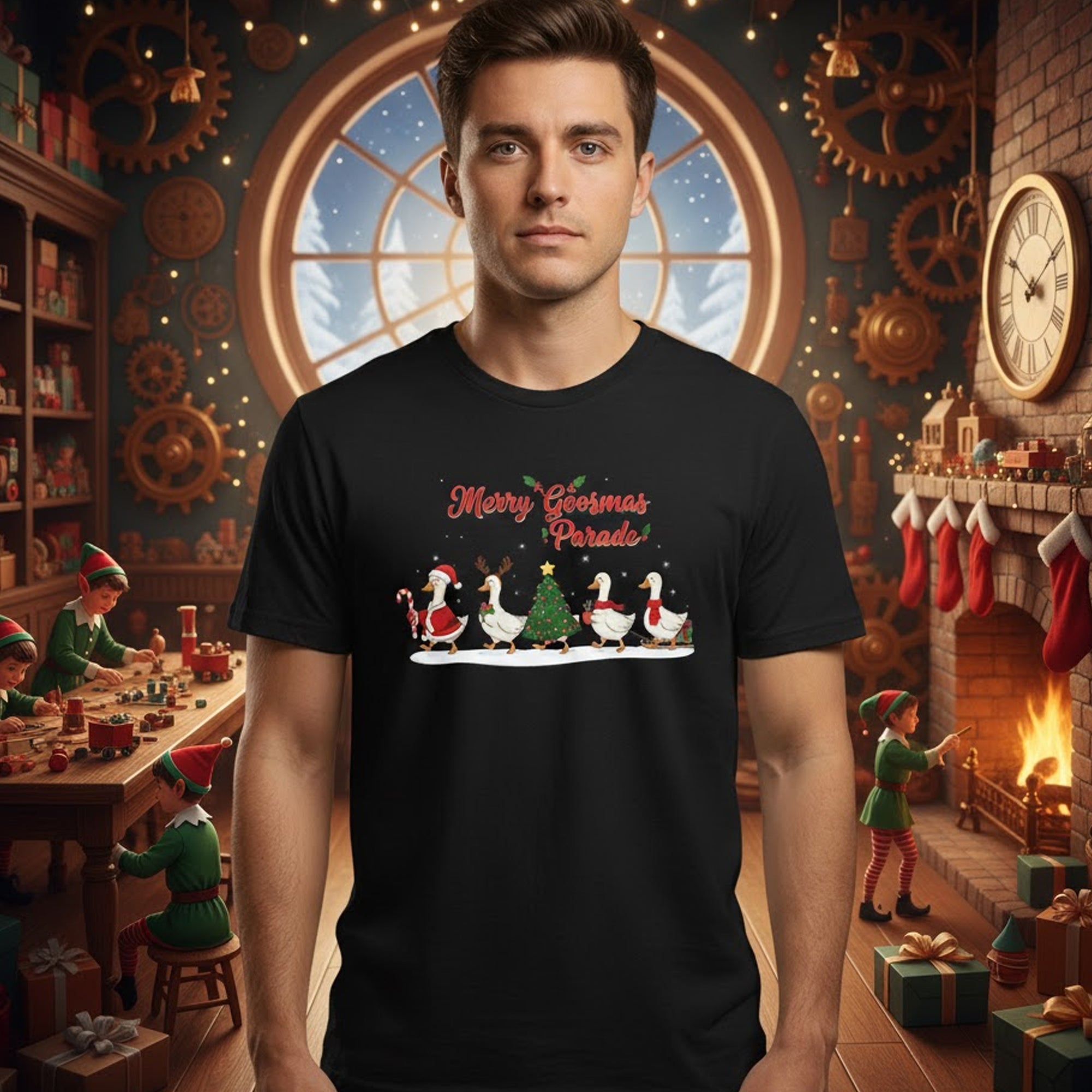 Merry Goosemas Parade Christmas T-Shirt, Funny Holiday Tee, Cute Goose Xmas Shirt, Festive Farm Animal Top, Gift for Men Women Kids | T-shirt 59