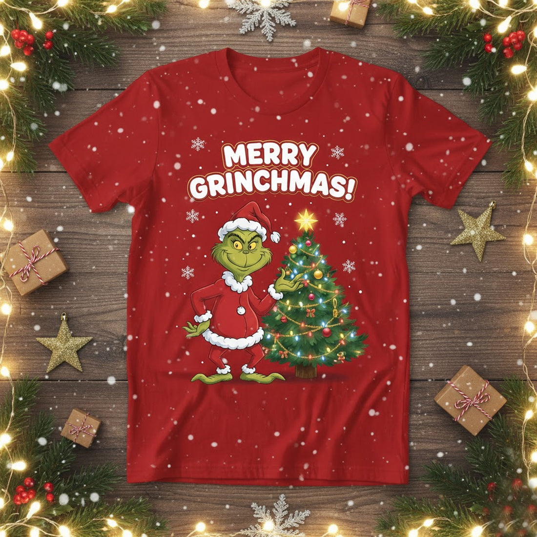Merry Grinchmas T-Shirt, Funny Grinch Christmas Tee, Holiday Graphic Shirt, Festive Santa Xmas Gift, Unisex T-shirt for Men Women Kids | T-shirt 70