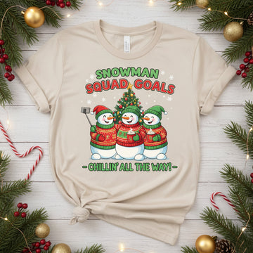 Snowman Squad Goals Christmas T-Shirt, Funny Snowmen Holiday Tee, Cute Winter Graphic Shirt, Unisex Xmas Gift for Men Women Kids | T-shirt 79