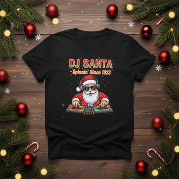DJ Santa Christmas T-Shirt, Funny Holiday Music Tee, Cool Santa Claus DJ Shirt, Xmas Party Gift for Men Women, Festive Unisex T-Shirt | T-shirt 71