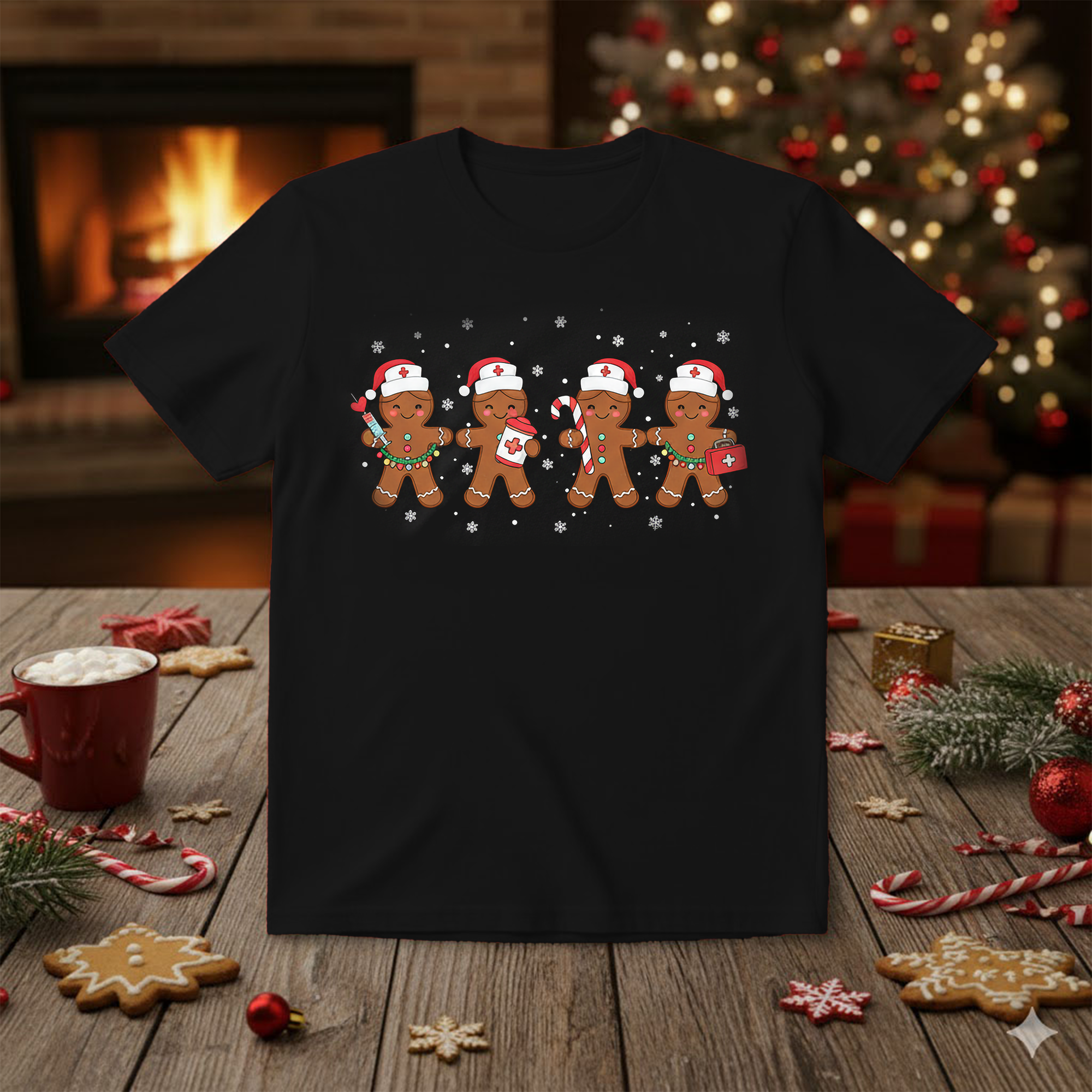 Christmas Nurse Gingerbread T-Shirt, Cute Holiday Medical Staff Tee, Funny Xmas Shirt for Nurse, Festive Healthcare Gift Idea | T-shirt 4