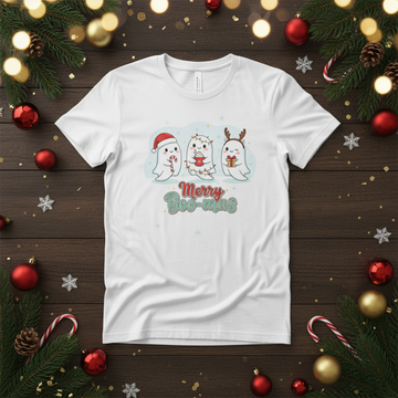 Merry Boo-mas Christmas Ghost T-Shirt, Funny Holiday Tee, Cute Ghost Christmas Shirt, Xmas Gift for Men Women Kids, Festive Unisex Top | T-shirt 73