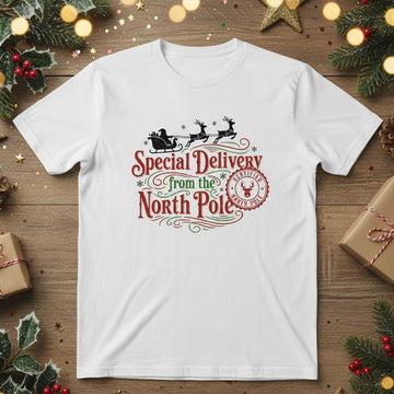 Special Delivery from the North Pole Christmas T-Shirt, Santa Sleigh Holiday Tee, Festive Unisex Xmas Shirt Gift for Men Women Kids | T-shirt 68