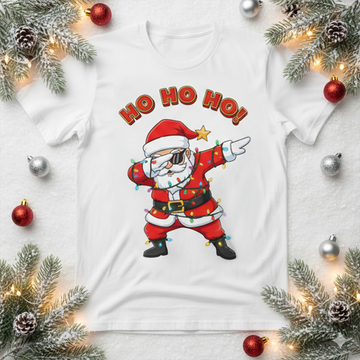 Funny Santa Christmas T-Shirt, Dabbing Santa Ho Ho Ho Tee, Cool Holiday Shirt, Festive Graphic Top, Xmas Gift for Friends and Family | T-shirt 16