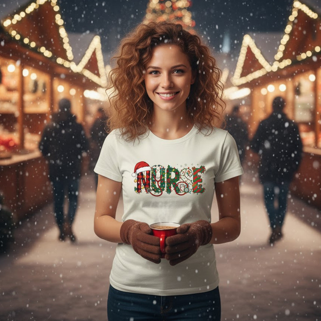 Christmas Nurse T-Shirt, Funny Holiday Nurse Tee, Festive Santa Hat Graphic Shirt, Medical Staff Xmas Gift, Unisex T-shirt for Men Women | T-shirt 76