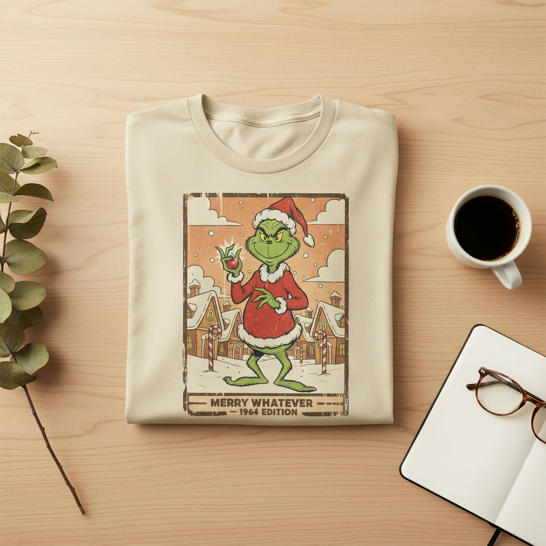 Grinch Christmas T-Shirt, Merry Whatever 1964 Edition Tee, Funny Holiday Graphic Top, Vintage Xmas Shirt, Retro Festive Gift | T-shirt 1