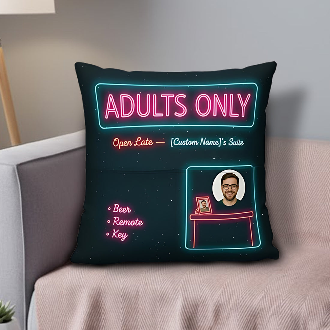 Custom “Adults Only” Pillow – Funny Personalized Christmas Cushion | Playful Holiday Gift for Friends | Pillow92