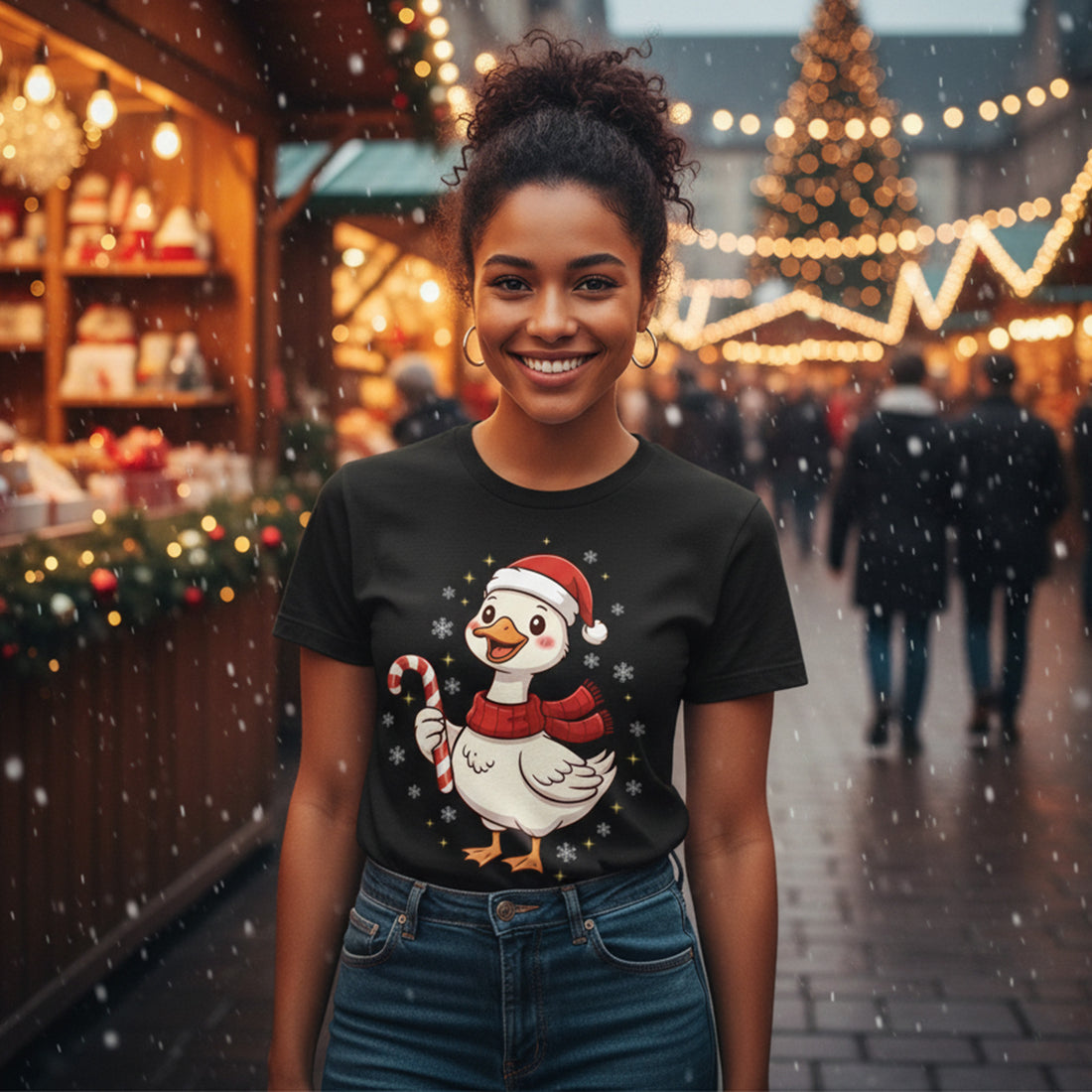 Cute Goose Christmas T-Shirt, Funny Holiday Animal Tee, Festive Bird Shirt, Cozy Xmas Top, Holiday Gift for Goose Lovers | T-shirt 60