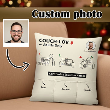 Funny Personalized Gift for Him, Adult Humor Christmas Cushion, Custom Name & Photo Decor | Pillow93