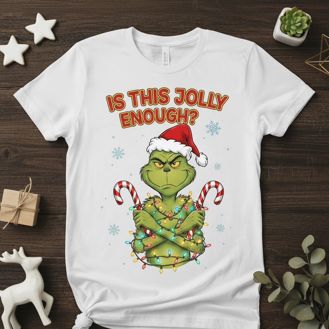 Is This Jolly Enough Christmas T-Shirt, Funny Holiday Tee, Santa Grinch Elf Reindeer Xmas Shirt, Festive Gift for Men Women Kids | T-shirt 46