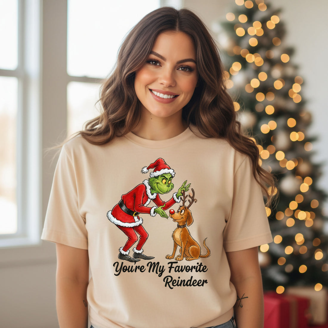 You’re My Favorite Reindeer T-Shirt, Grinch and Dog Christmas Tee, Funny Holiday Shirt, Whoville Xmas Top, Cute Winter Gift Idea | T-shirt 4