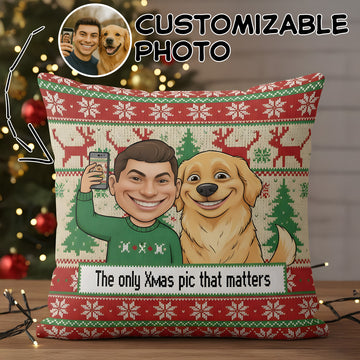 Custom Dog Christmas Pillow –  Funny Personalized Photo Gift, Holiday Linen Cushion | Pillow32