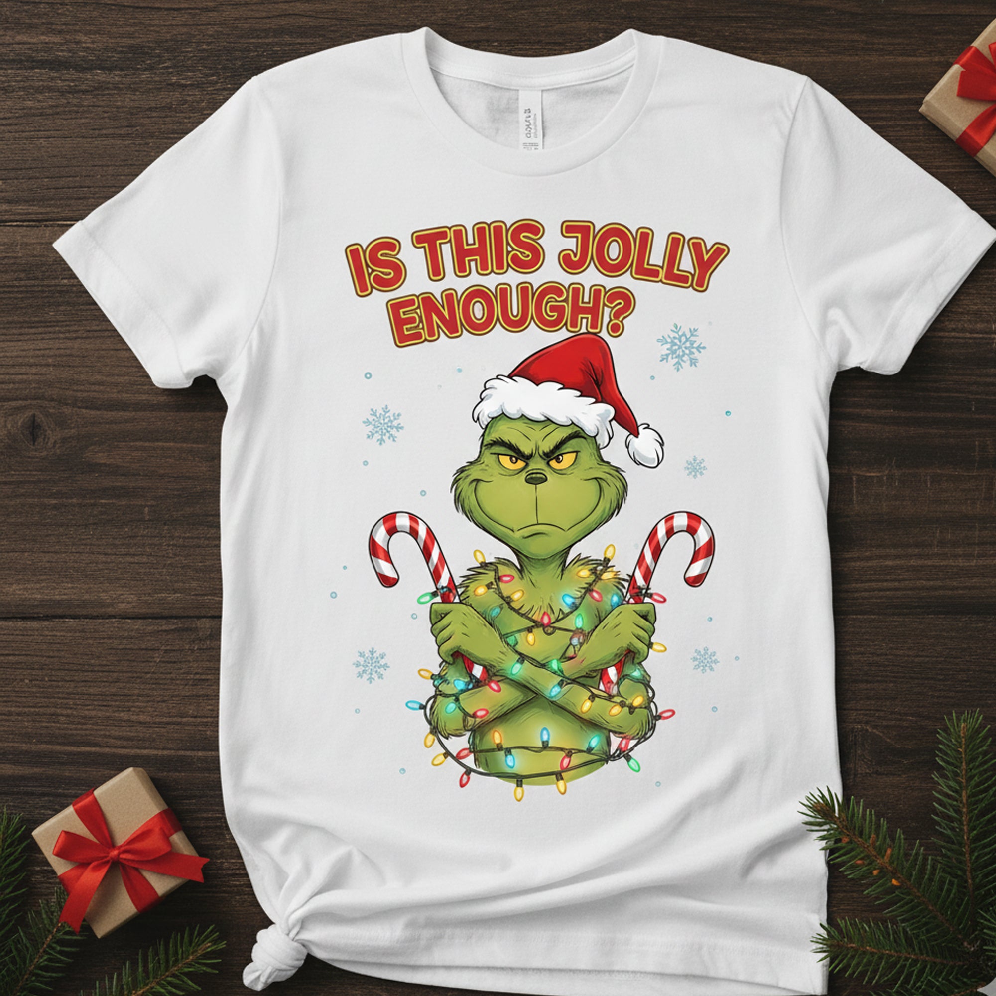 Is This Jolly Enough Christmas T-Shirt, Funny Holiday Tee, Santa Grinch Elf Reindeer Xmas Shirt, Festive Gift for Men Women Kids | T-shirt 46