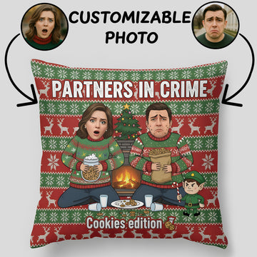 Custom Partners in Crime Pillow – Funny Christmas Couple Gift, Personalized Cookies Edition Cushion, Holiday Home Decor | Pillow48