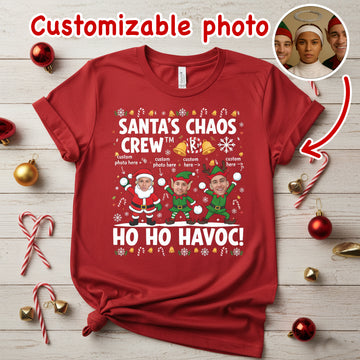 Therapy Elf Custom Photo Christmas T-Shirt, Funny Personalized Santa’s Chaos Crew Custom Photo T-Shirt, Personalized Xmas Gift, Holiday Party Shirt, Ho Ho Havoc Design | T-shirt 6