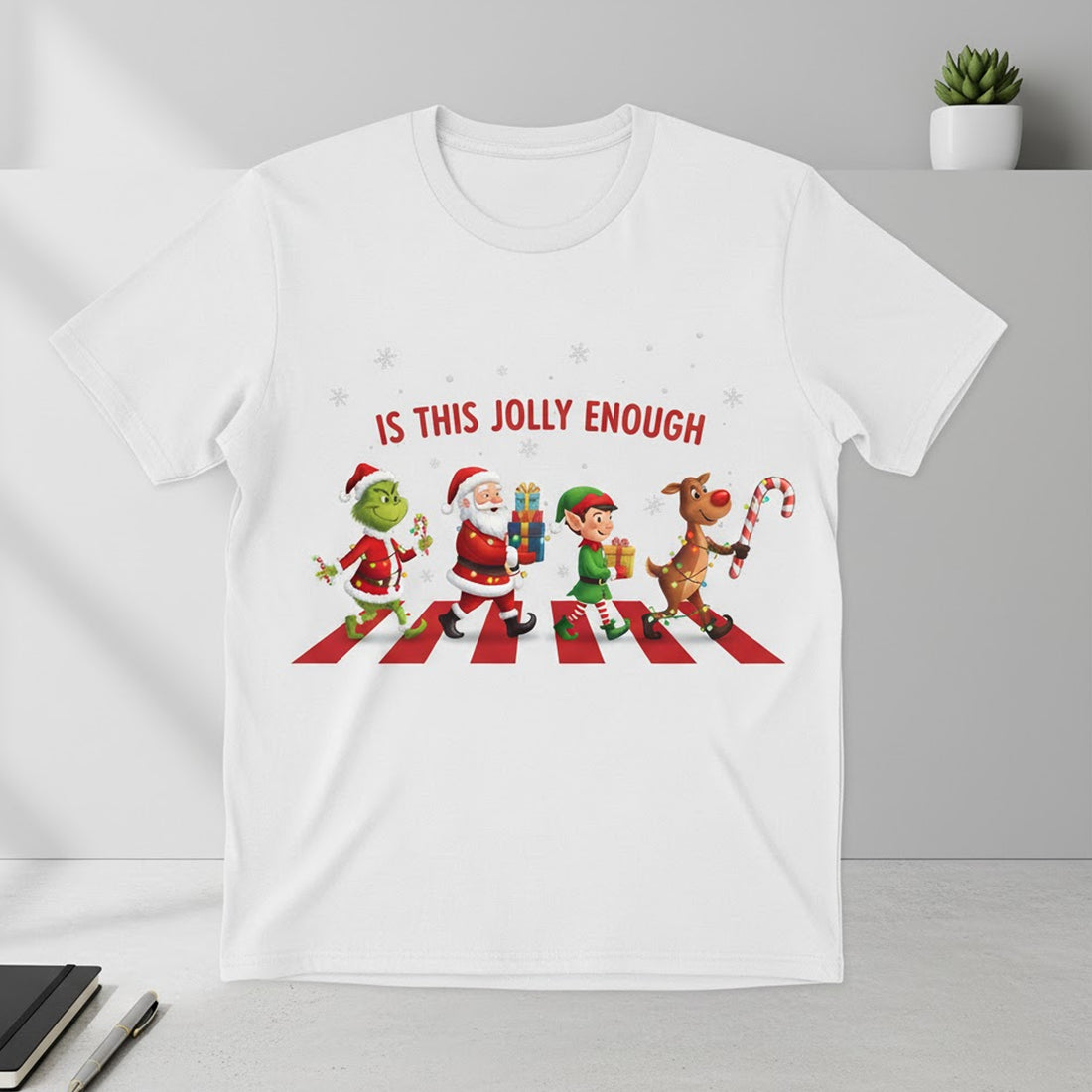 Is This Jolly Enough Christmas T-Shirt, Funny Holiday Tee, Santa Grinch Elf Reindeer Xmas Shirt, Festive Gift for Men Women Kids | T-shirt 47