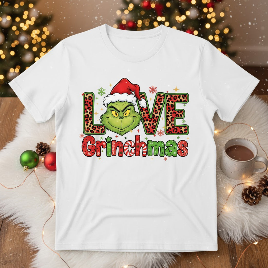 Love Grinchmas Christmas T-Shirt, Funny Holiday Tee, Cute Grinch Graphic Shirt, Festive Santa Hat Unisex T-shirt, Xmas Gift for Men Women Kids | T-shirt 80