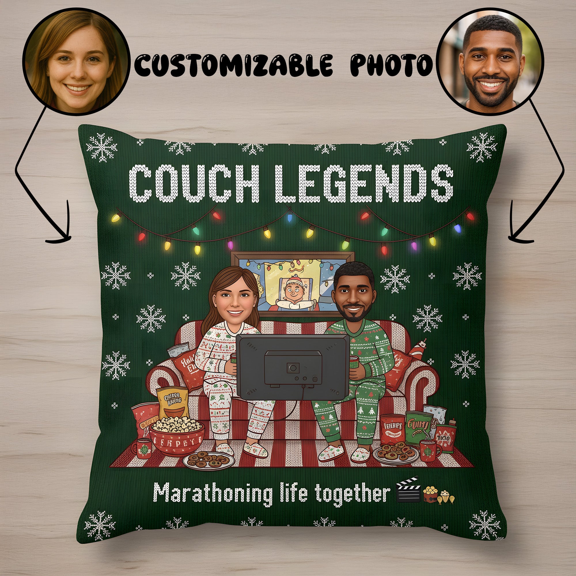 Custom “Couch Legends” Pillow – Funny Personalized Christmas Cushion | Cozy Holiday Gift for Couples |  Pillow26
