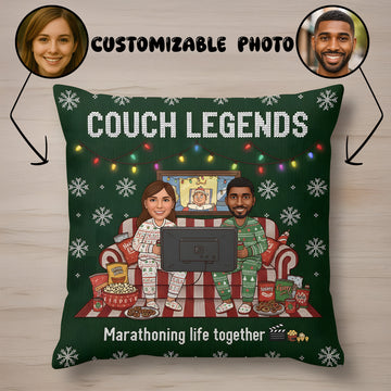 Custom “Couch Legends” Pillow – Funny Personalized Christmas Cushion | Cozy Holiday Gift for Couples |  Pillow26