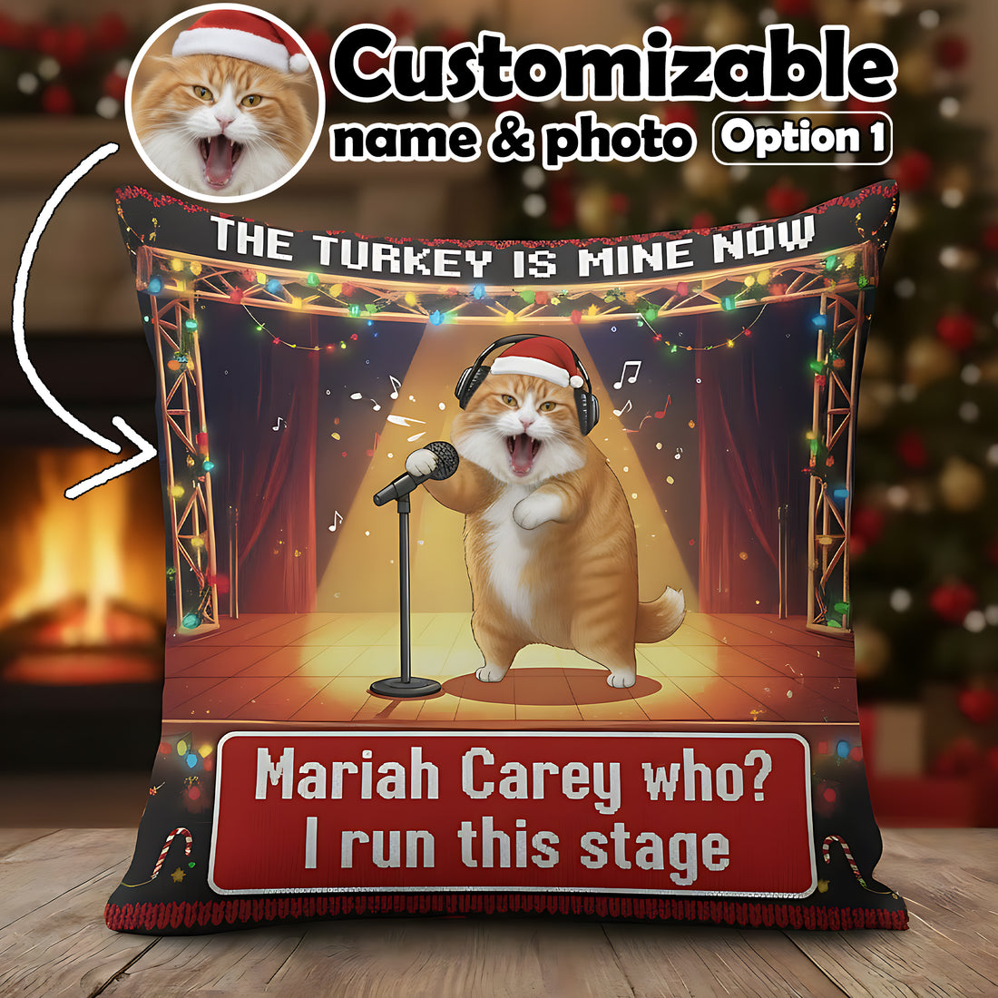 Funny Custom Pet Christmas Pillow – Singing Dog – Personalized Holiday Cushion Gift – Custom Name & Photo – Funny Xmas Decor | Pillow 80