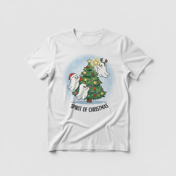 Spirit of Christmas T-Shirt, Funny Ghost Christmas Tee, Cute Holiday Graphic Shirt, Unisex T-shirt, Xmas Gift for Men Women Kids | T-shirt 90