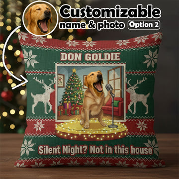 Funny Custom Pet Christmas Pillow – Singing Dog – Personalized Holiday Cushion Gift – Custom Name & Photo – Funny Xmas Decor | Pillow 80