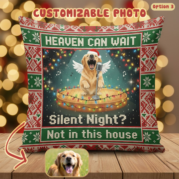 Personalized Pet Christmas Pillow – Funny Dog DJ “Silent Night Remix” Custom Photo Cushion, Cute Holiday Gift, Pet Lover Decor | Pillow 91