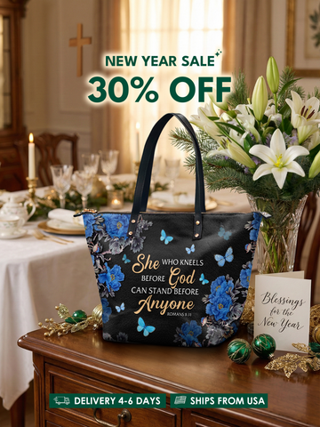 "Anchor" - Romans 8:31 Leather Tote Bag